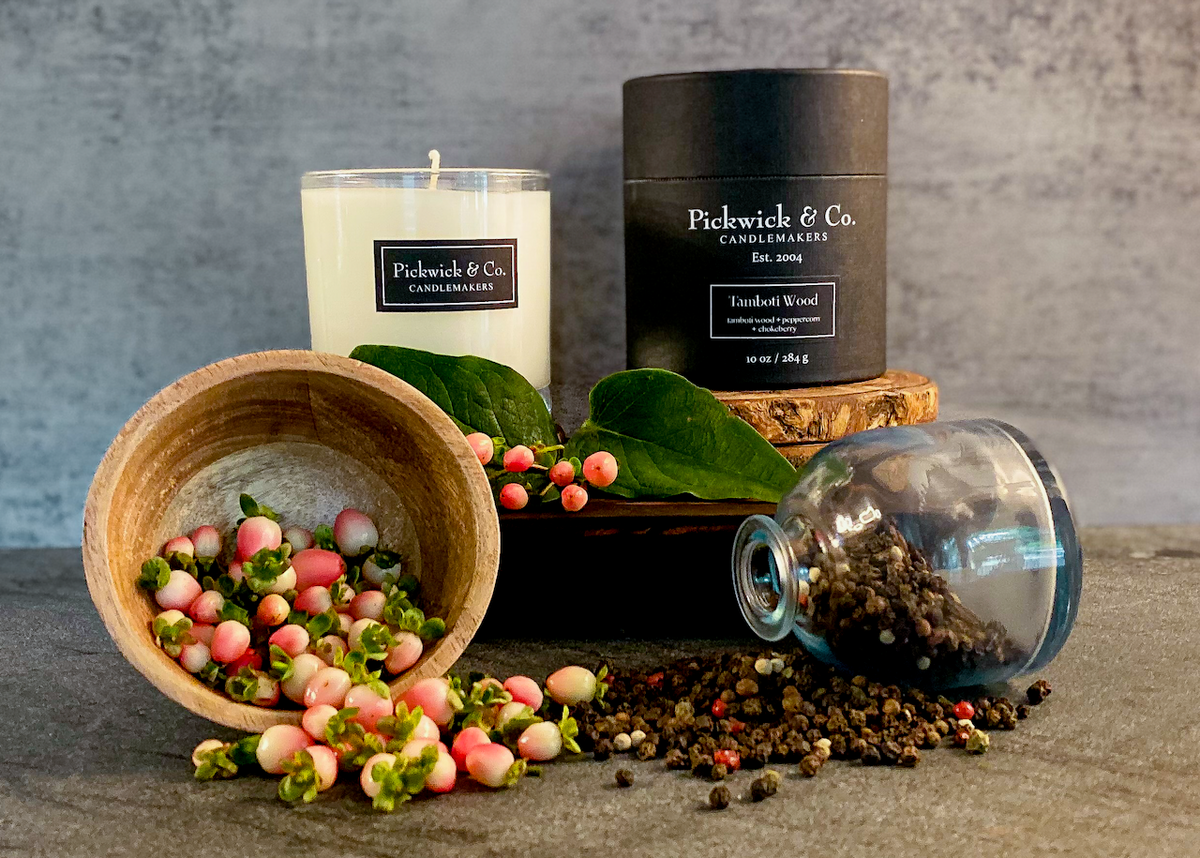 pickwick and co leather tobacco and woods & Co. Candles  Pryde's Kitchen & Necessities honest single Leather Tobacco Woods Pickwick Candle